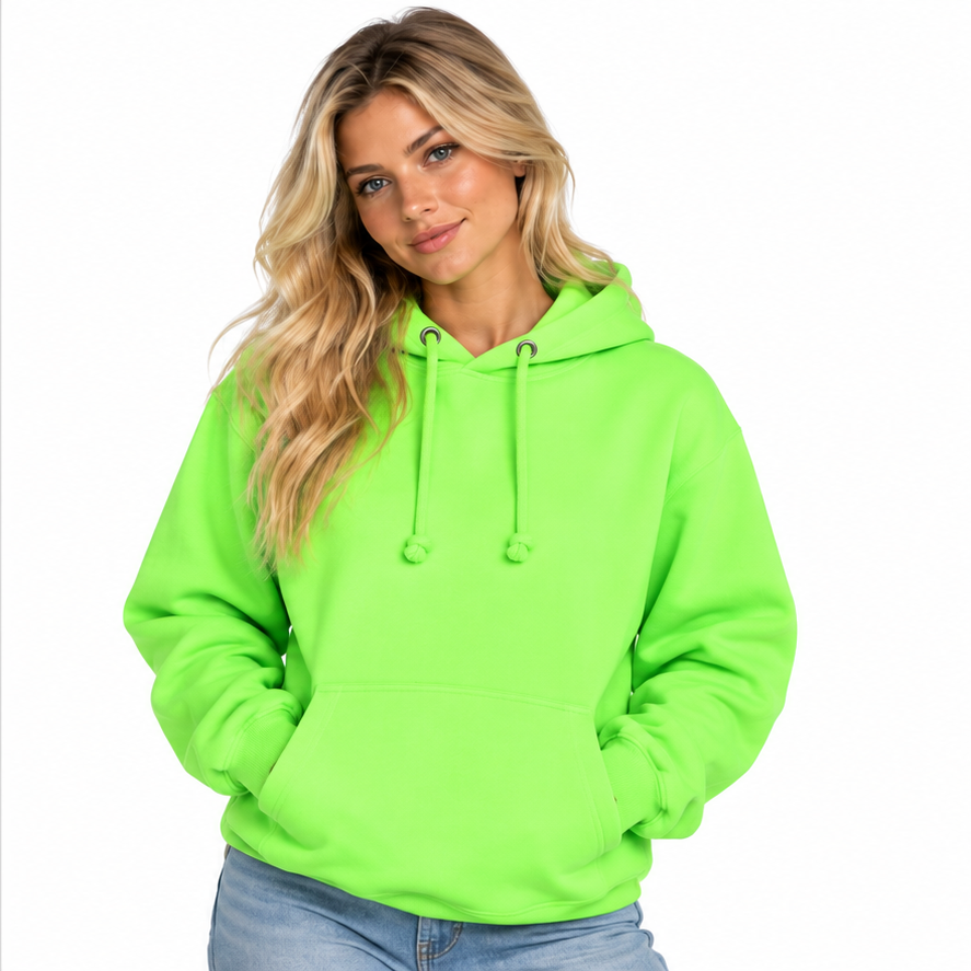Adult Neon Hooded Pullover Sweatshirt – Style 4071B Neon
