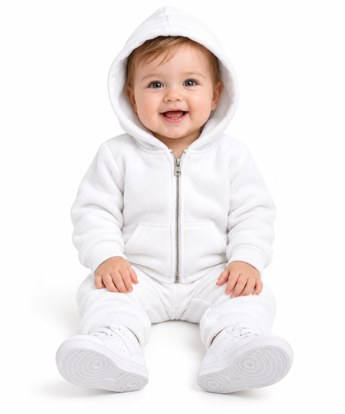 Baby zip-front hoodie in White