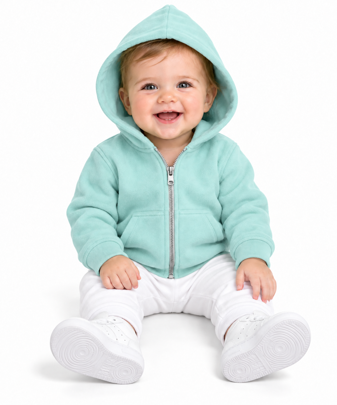 Baby zip-front hoodie in Mint
