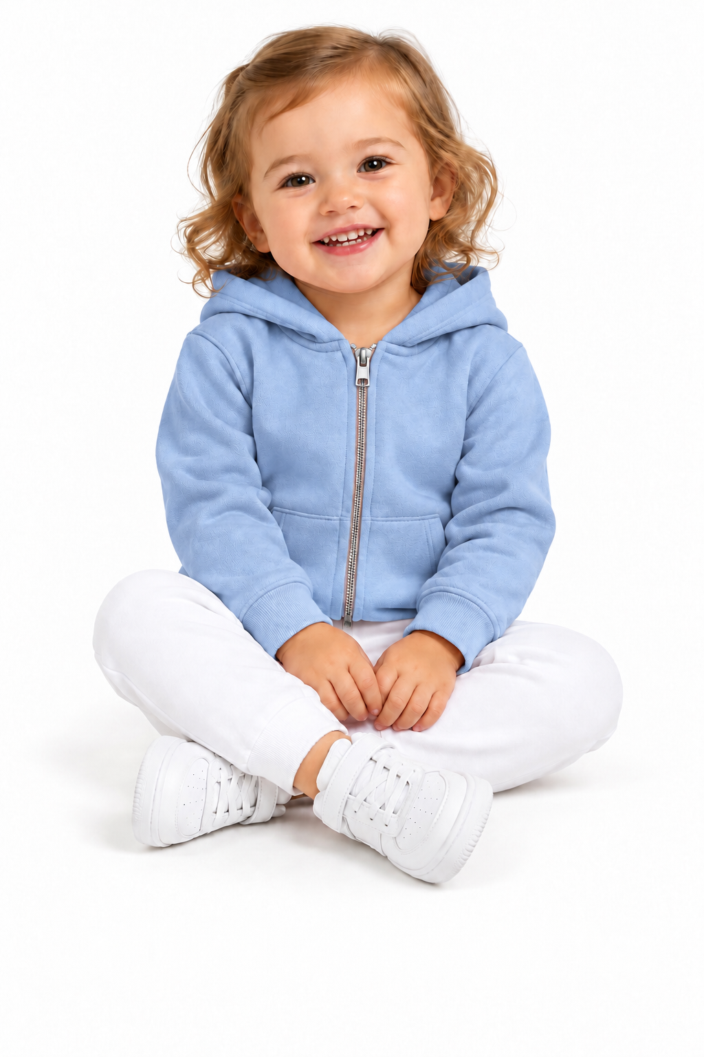 Toddler zip-front hoodie in Chambray