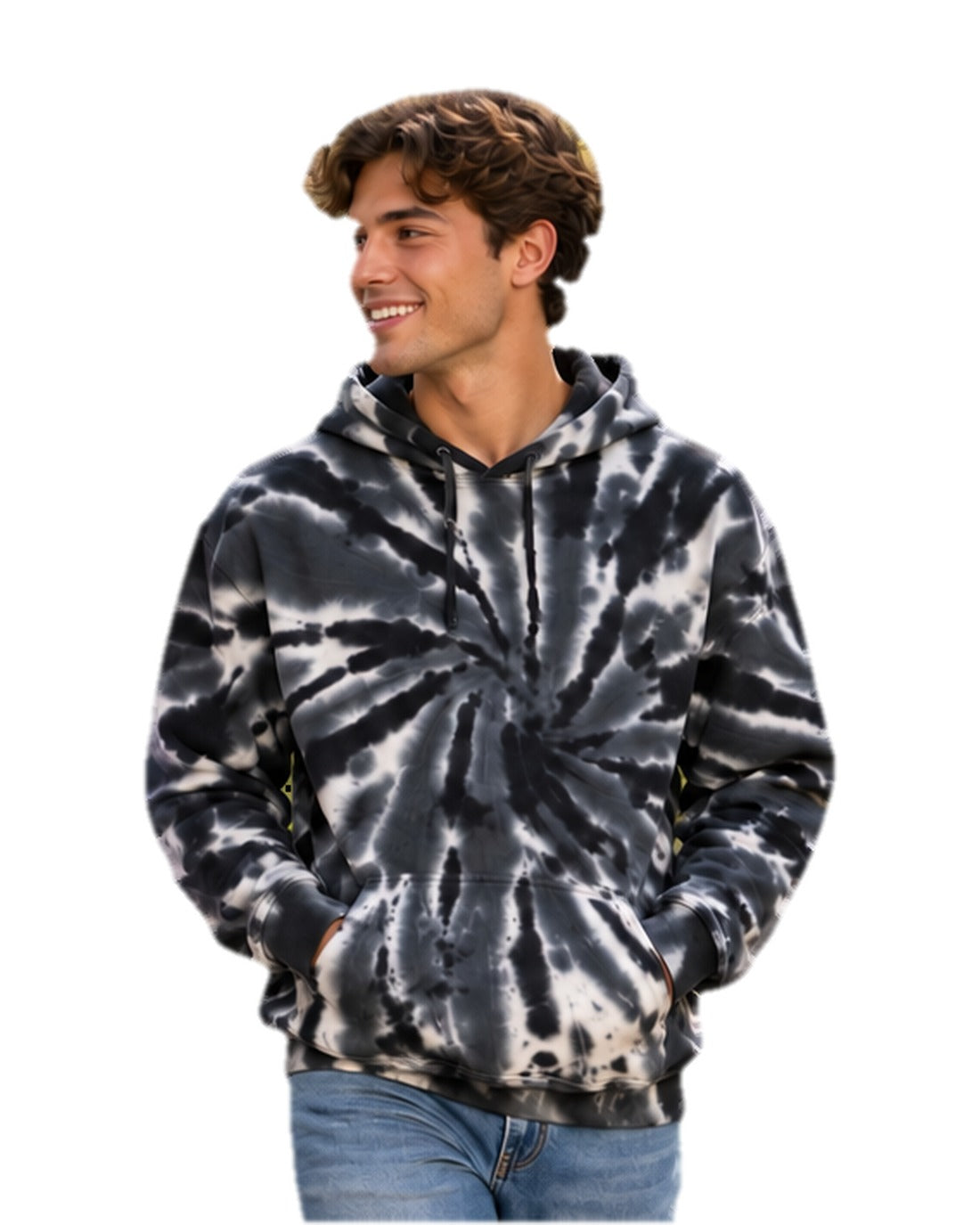 Wholesale black tie-dye hoodie 4071TD#7