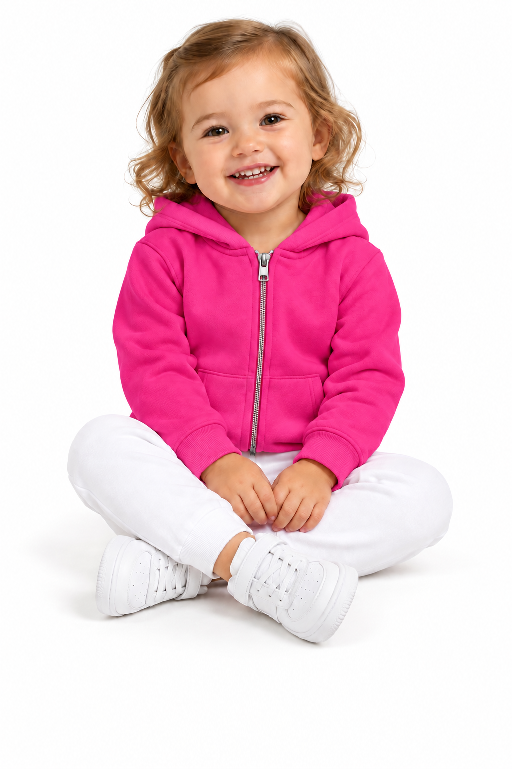 Toddler zip-front hoodie in Fuchsia