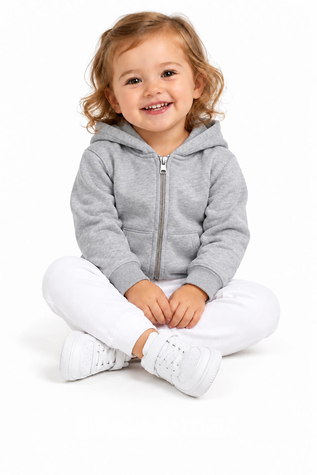 Toddler zip-front hoodie in Heather Grey