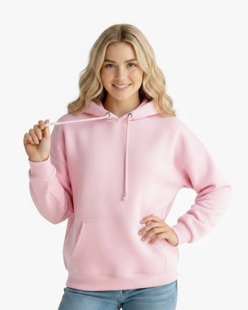 Wholesale adult baby pink pullover hoodie