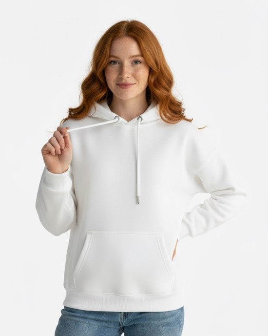 Wholesale adult white pullover hoodie